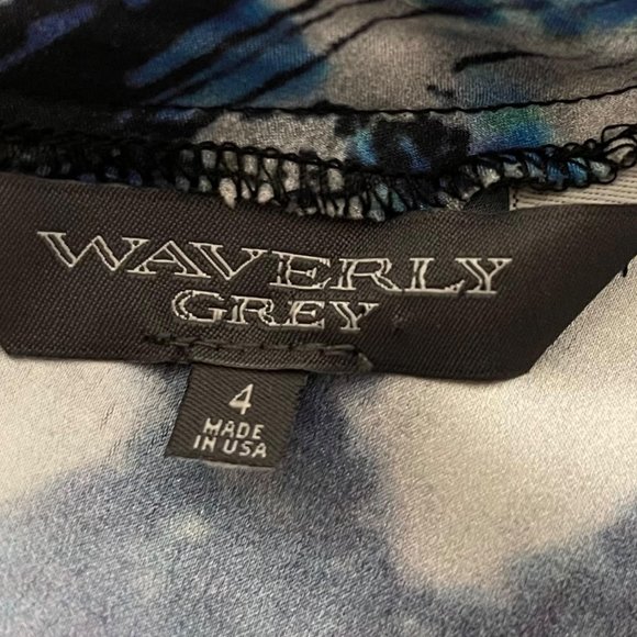 Waverly Size 4 Grey Abstract Tie Dye Watercolor Patterned Long Sleeve Si… - Picture 5 of 6